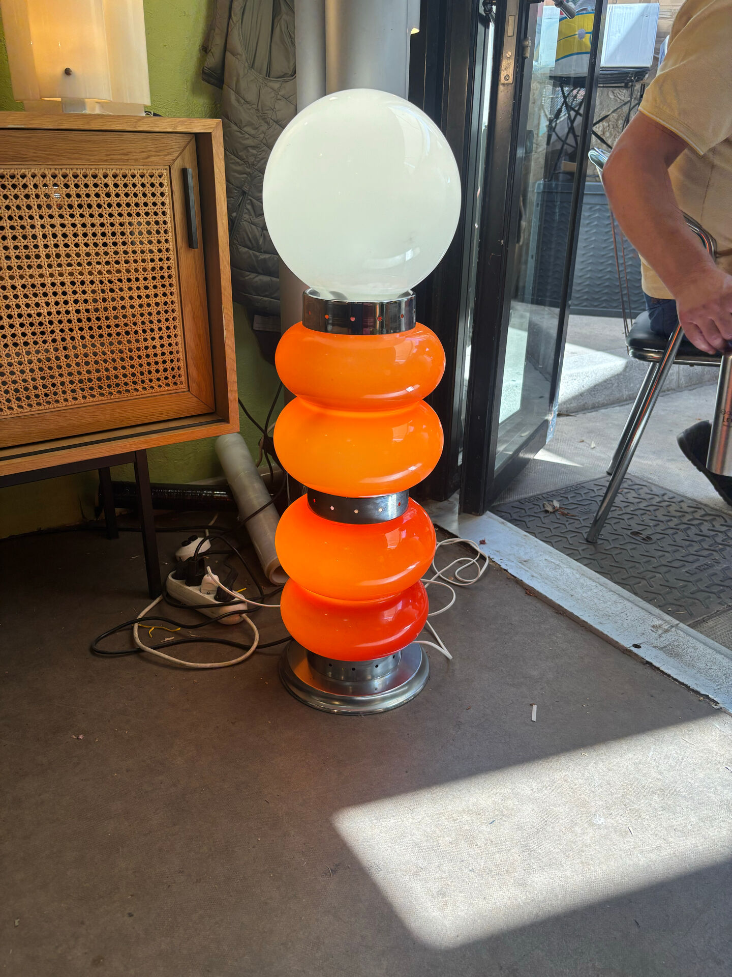 Vintage orange glass lamp – attributed to Carlo Nason, 1970s