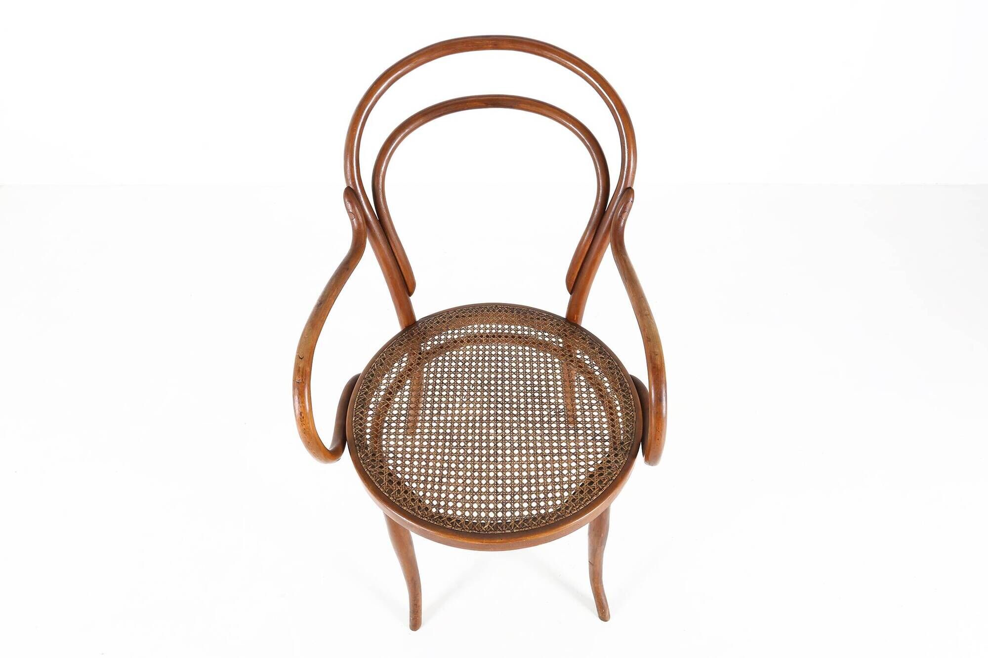 Vintage armchair in bentwood with canework, France ca. 1950