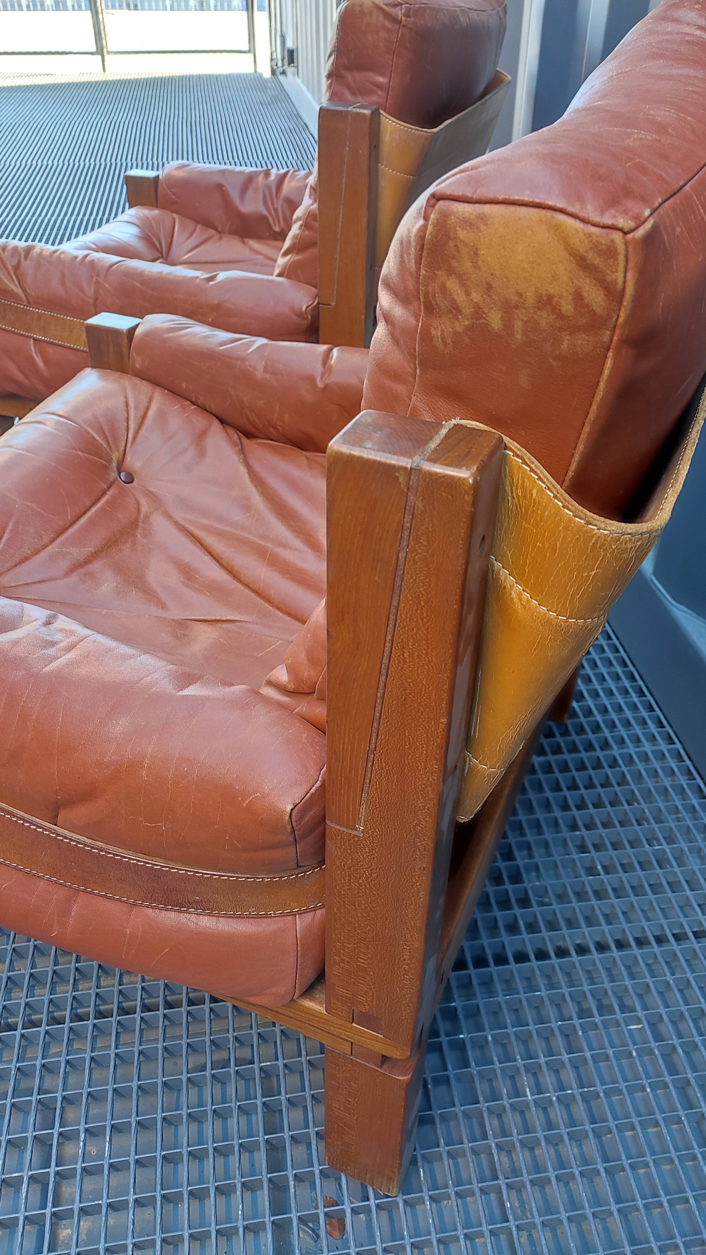 Pair of S15 Pierre Chapo armchairs