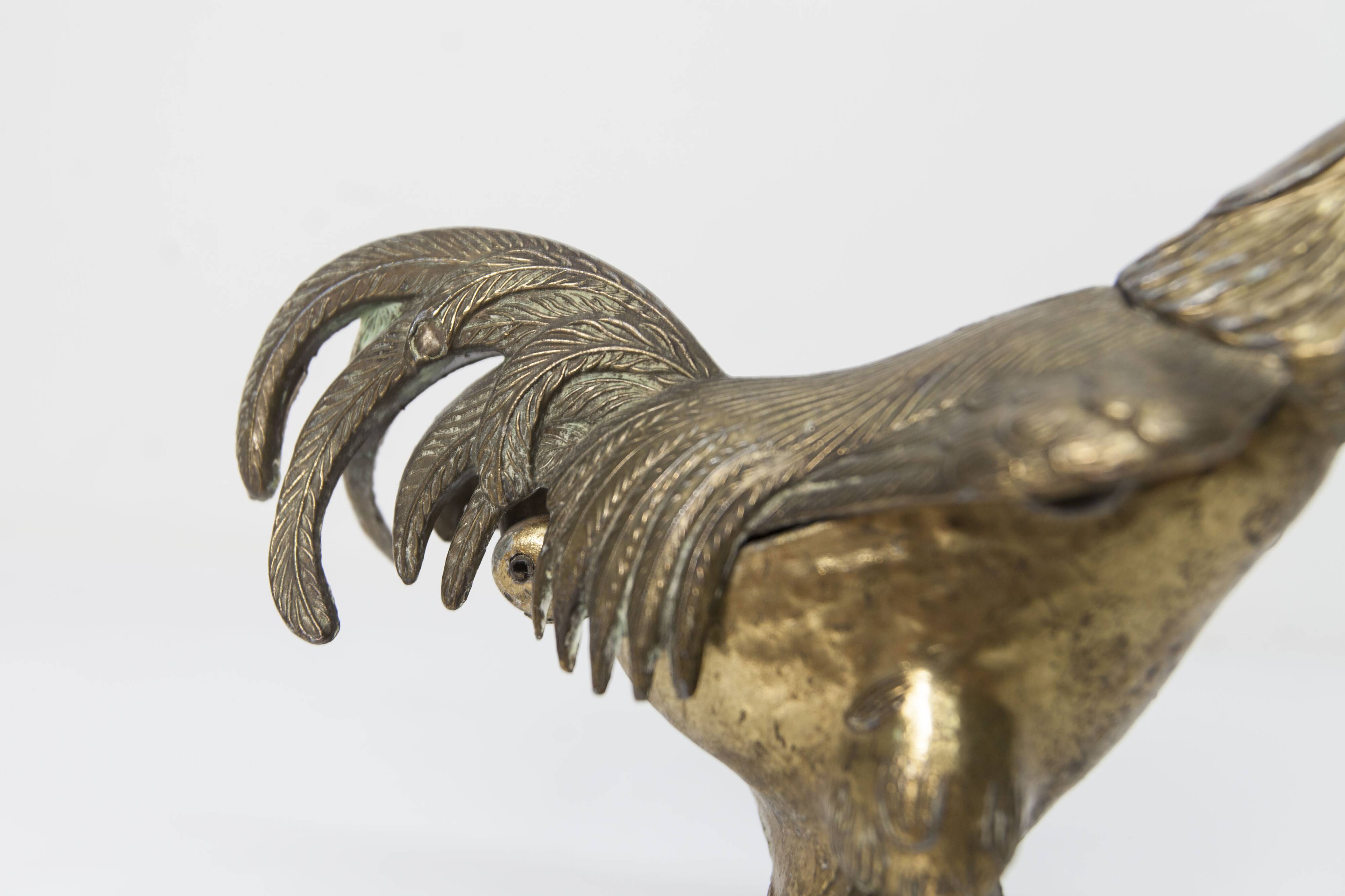 1960 rooster ashtray in spelter signed FC