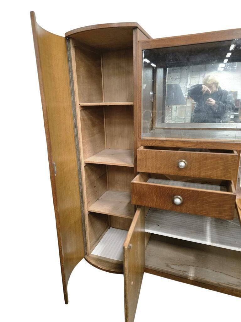 vintage XL art déco grande armoire en bois / bar / vitrine