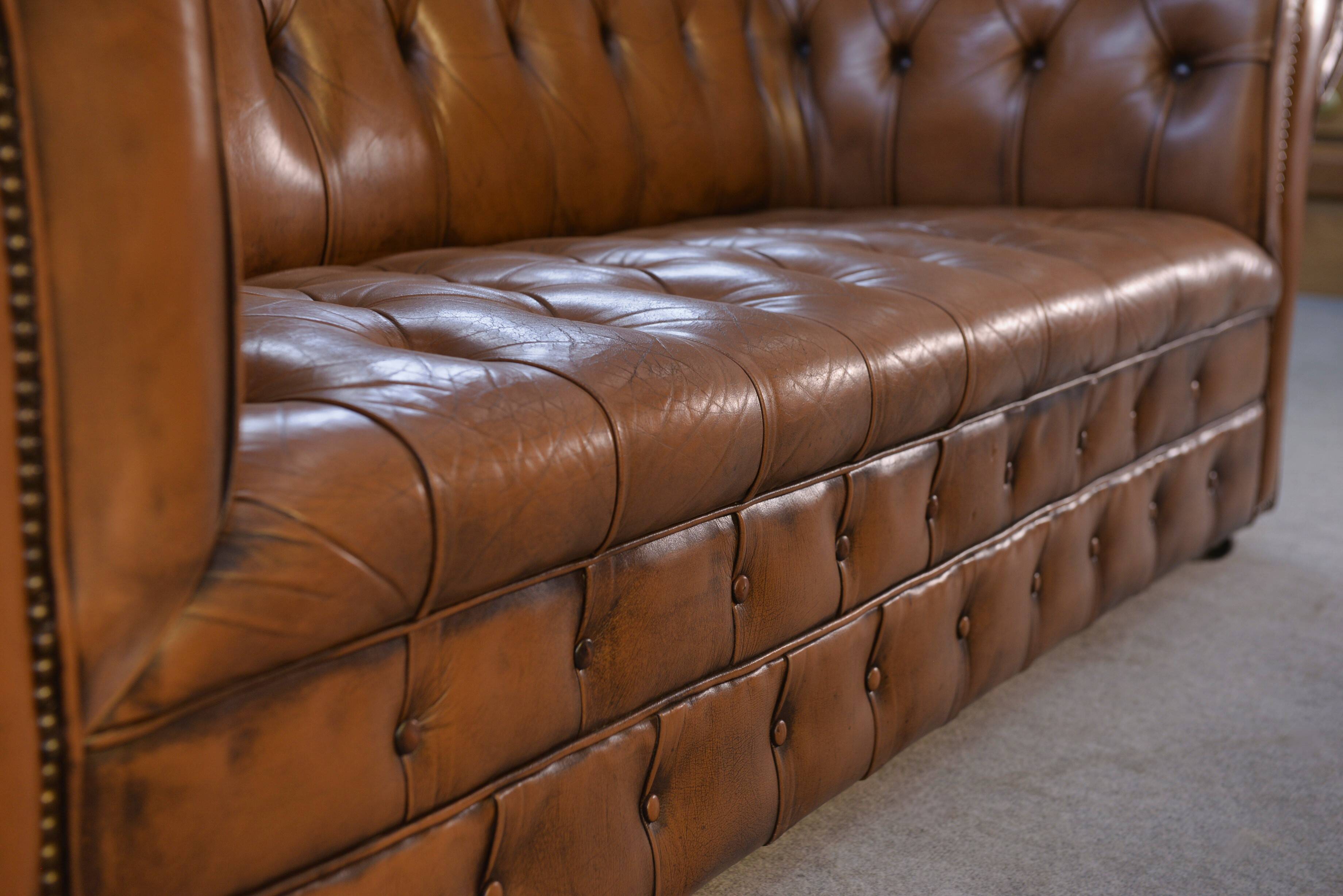 Chesterfield sofa in tan leather