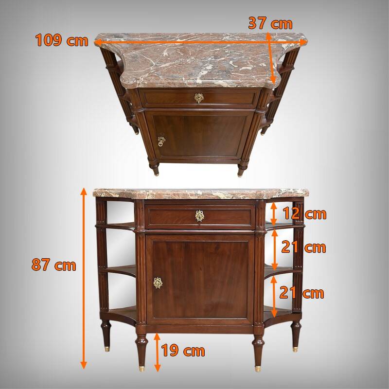 Small Mahogany Serving Cabinet, Louis XVI Style – 19th Century