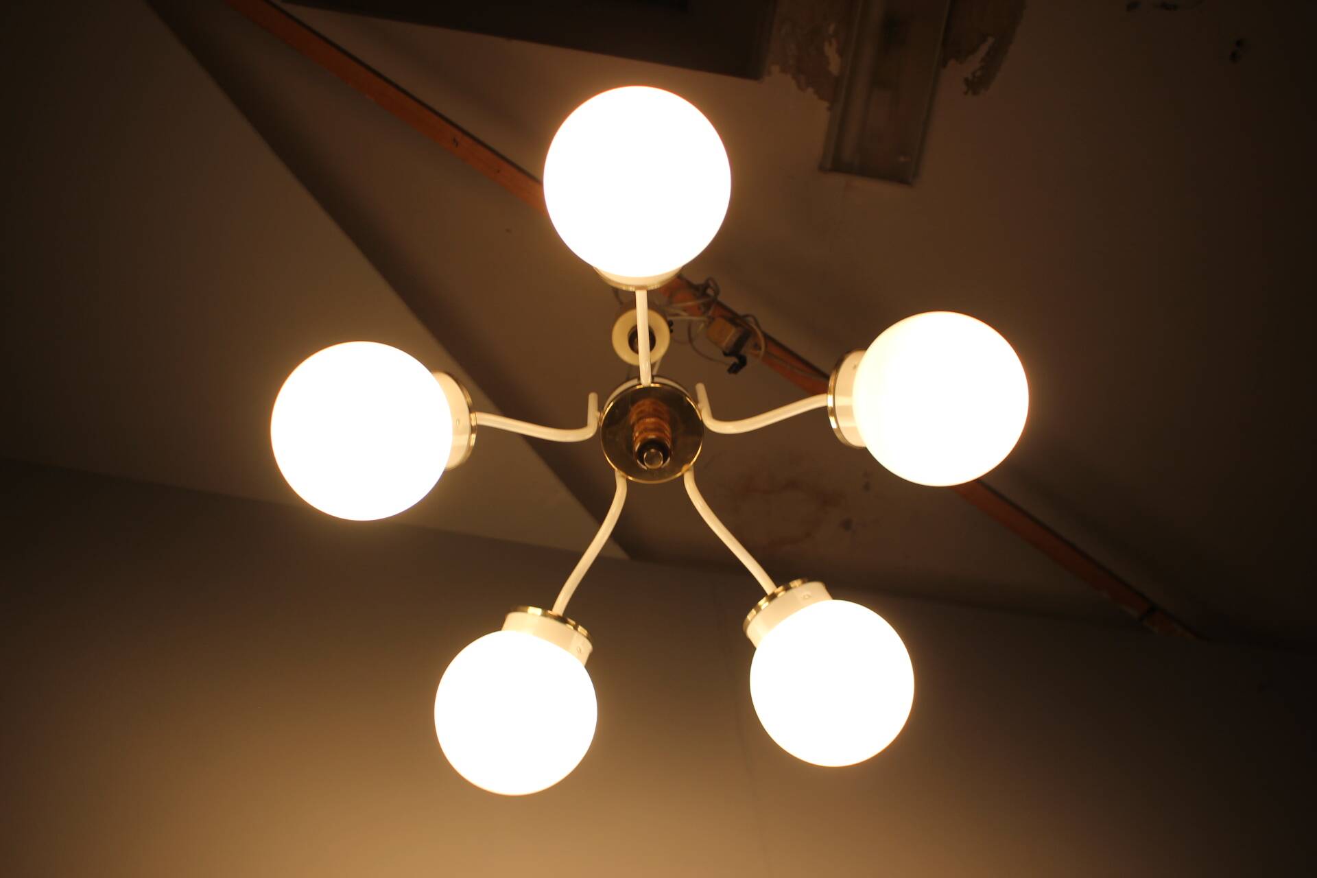 1970s glass chandelier, Czechoslovakia