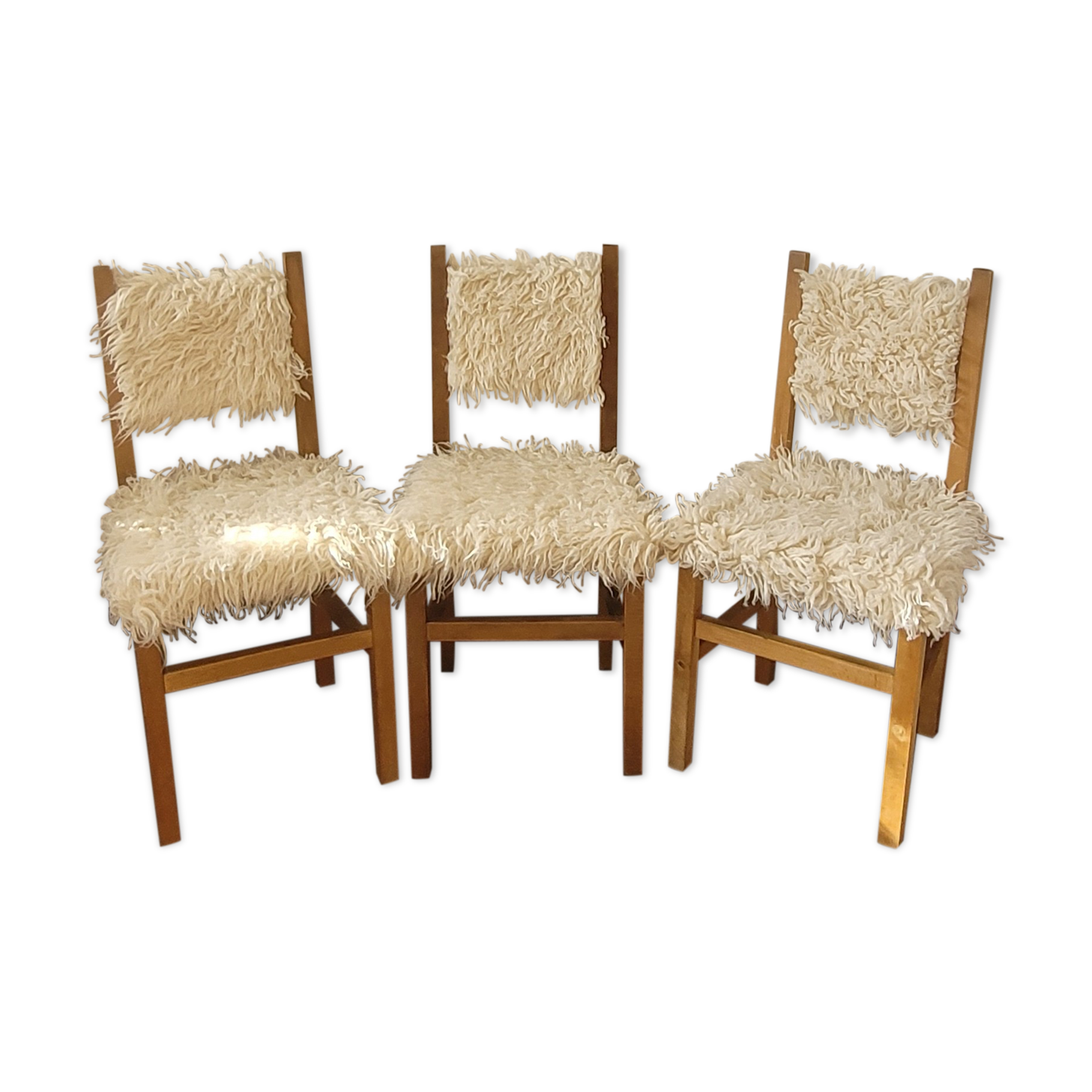 Chairs moumoute wood and wool deco savoyard chalet