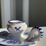 Dutch white and blue candlestick with windmill pattern H5 D10
