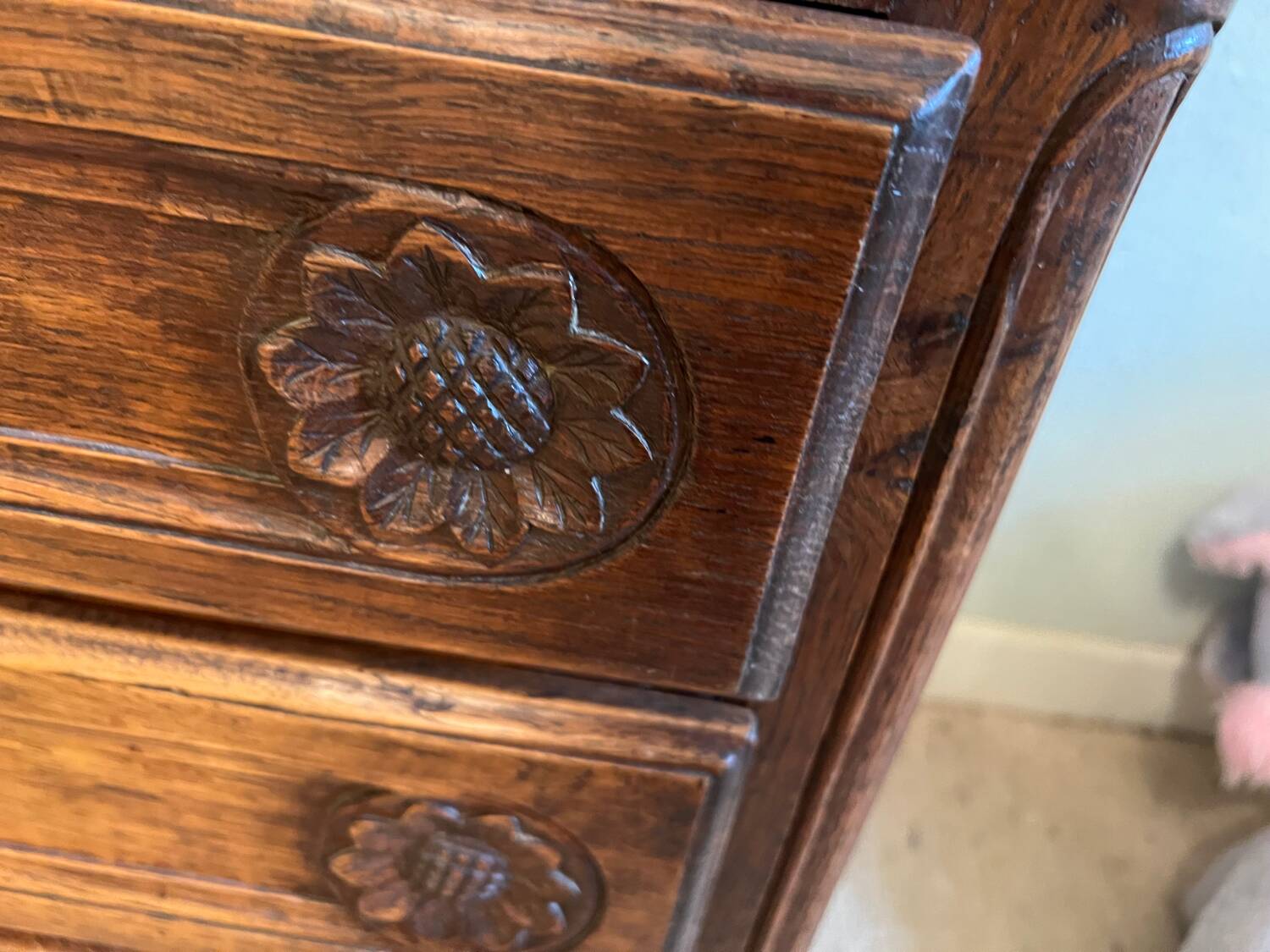 Solid oak sloping secretary