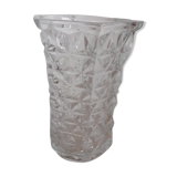 Vase en verre moulé effet diamant