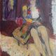 Seated woman, 20th century, signed FORVEILLE on the reverse, oil on canvas, 65 x 54 cm, unframed