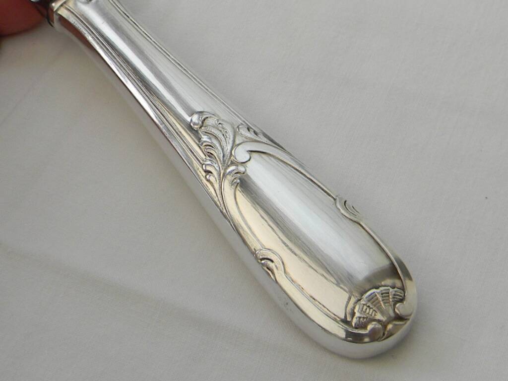 Set of 12 knives silver metal handle stainless steel blade G. VIVIER.