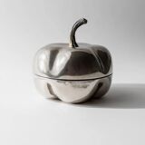 Vintage 1970s silver-plated pumpkin box with lid.