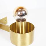 Pair of vintage brass and mouth blown glass wall lights