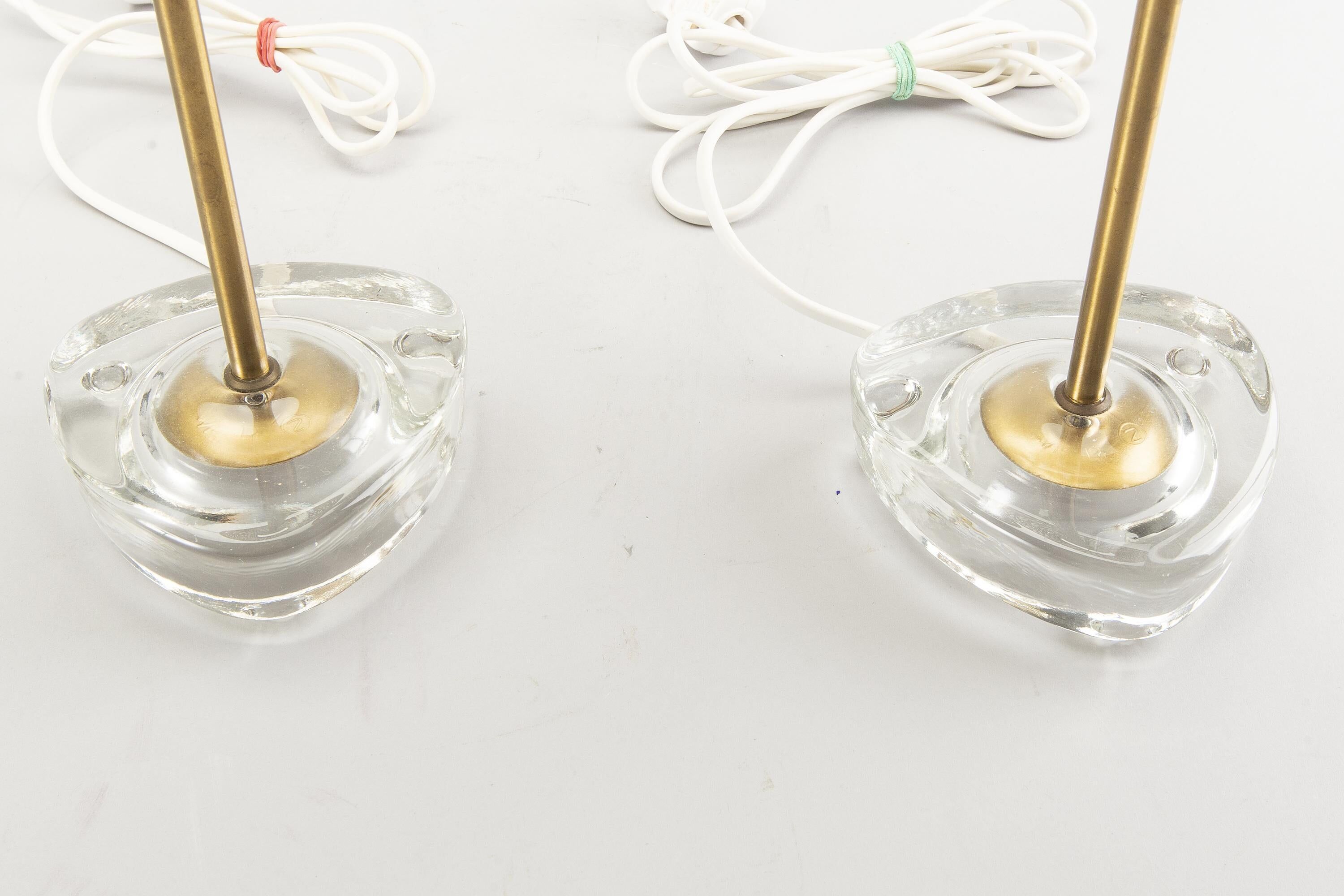 Boréns Boras Table Lamp Glass with Straw Shade Sweden 1960
