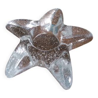 Bougeoir étoile en verre ou cristal bullé type Biot