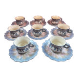 Set of 8 ceramic Quimper cups and under cups