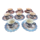 Set of 8 ceramic Quimper cups and under cups