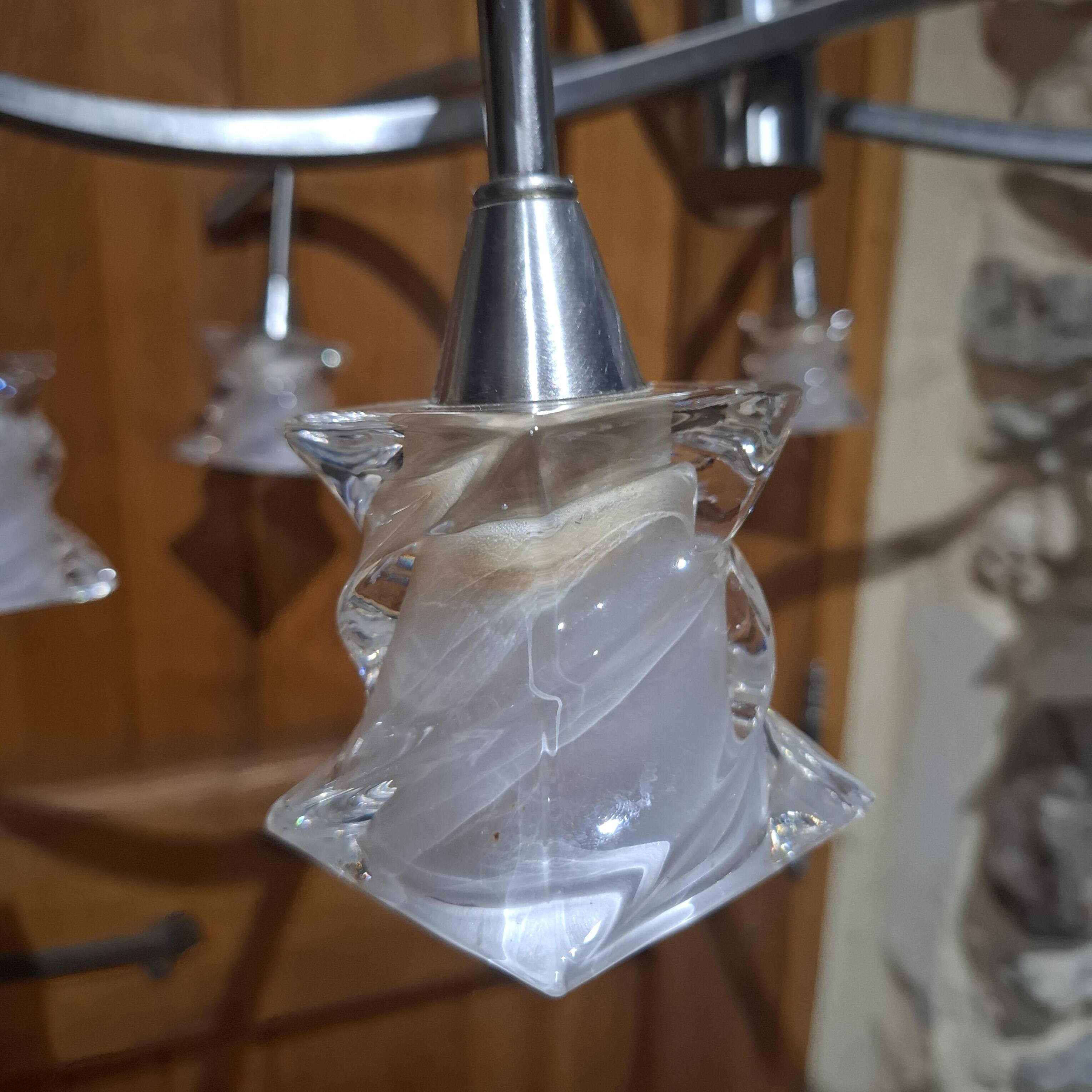 Lustre Salomon à 6 branches inox brossé