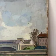 Bridge on the Seine, oil on panel signed A Graves