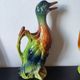 Pair of duck and rooster jugs in St Clément barbotine vintage