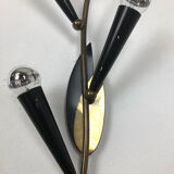 Extra Large Modernist Brass Floral Theatre Wall Light Sconces, France, 1950