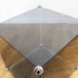 Side table, smoked glass cube