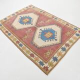 4x7 Burgundy & Beige Vintage Oushak Rug, 132x190Cm