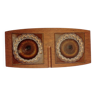 Ceramic and teak trivet from wyncraft, england, 1970