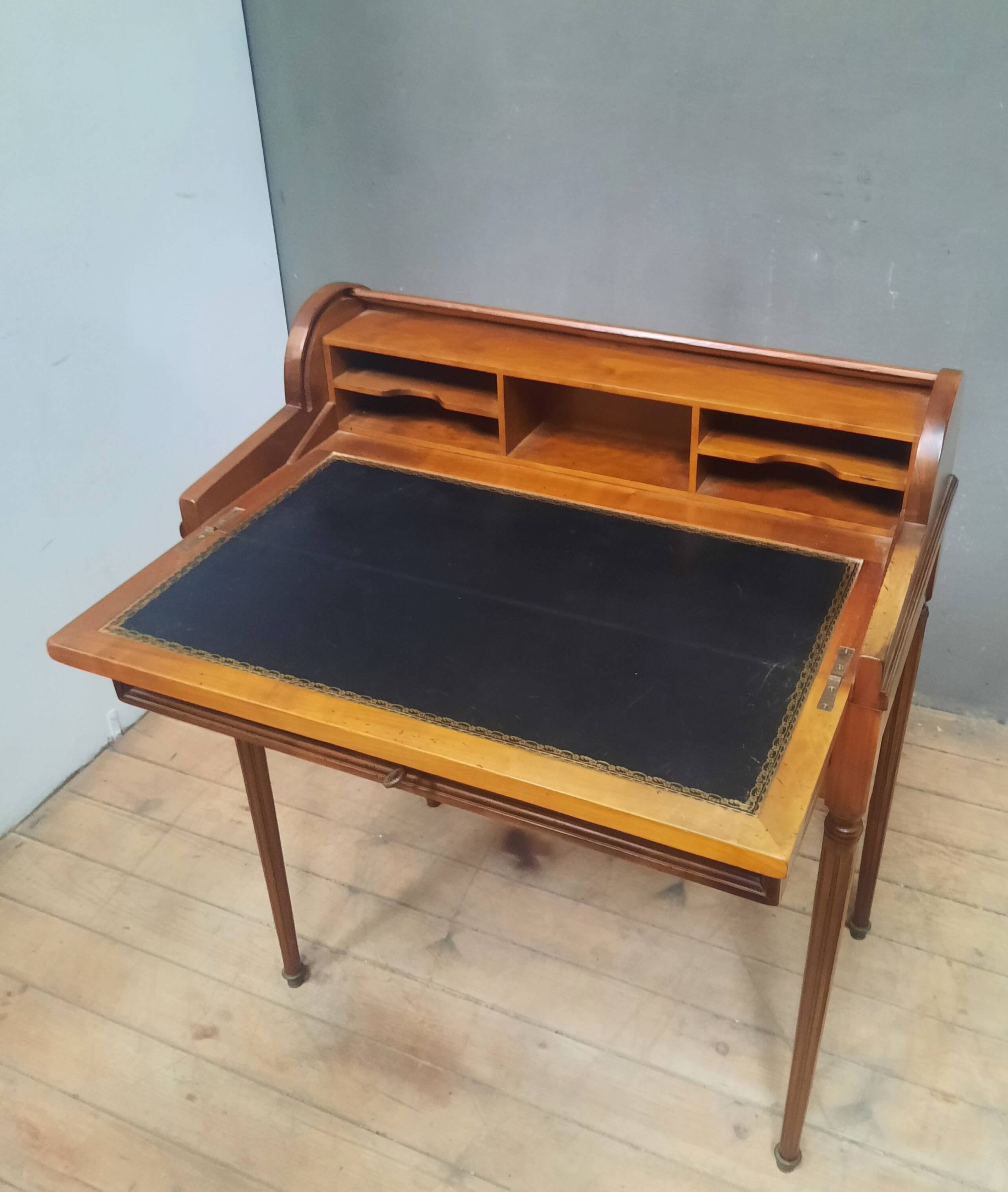 Louis XVI style cylinder desk in cherry wood