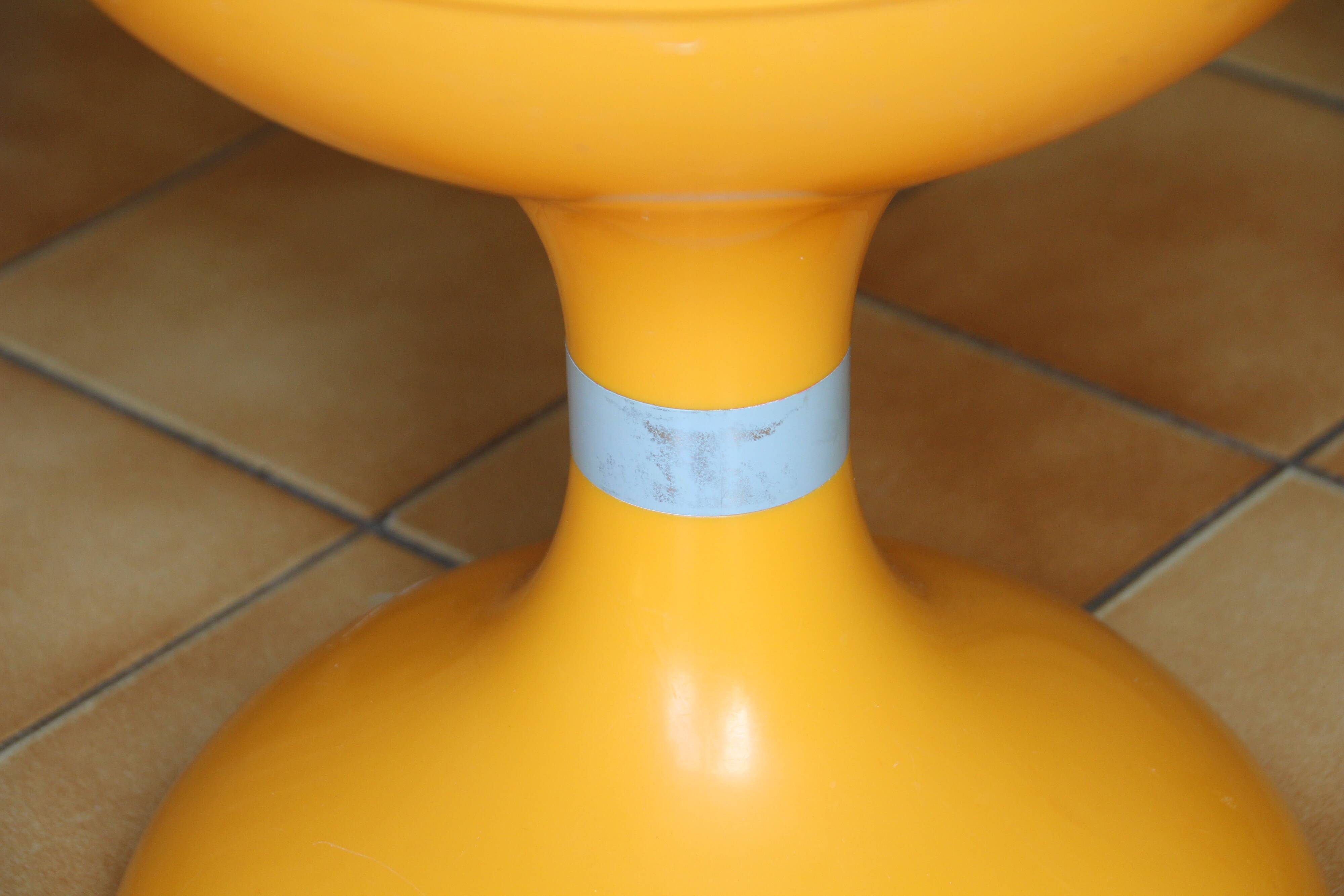 Orange plastic stool Space age 70s