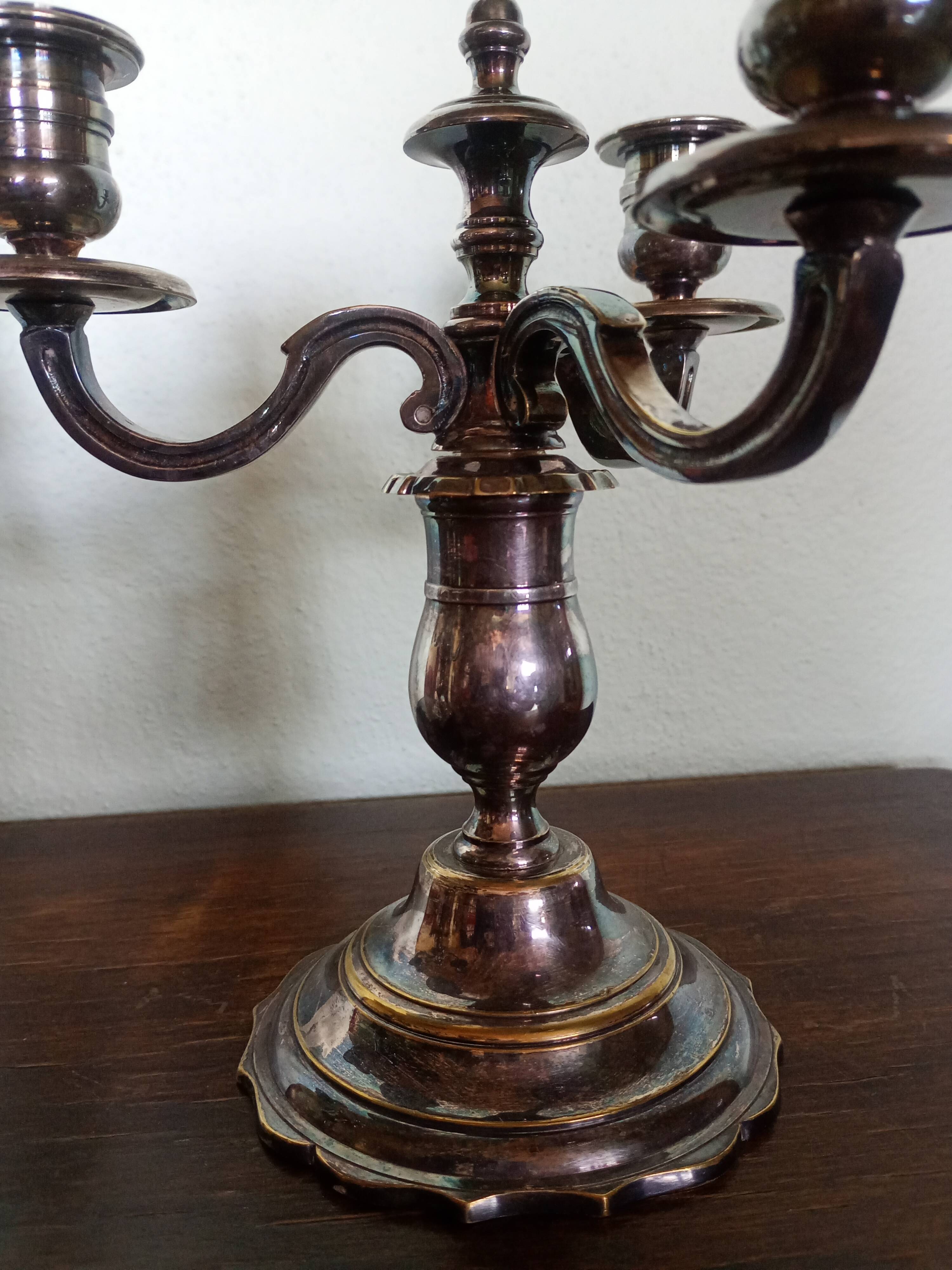 Pair - Candelabra Centerpiece - Silvered Bronze