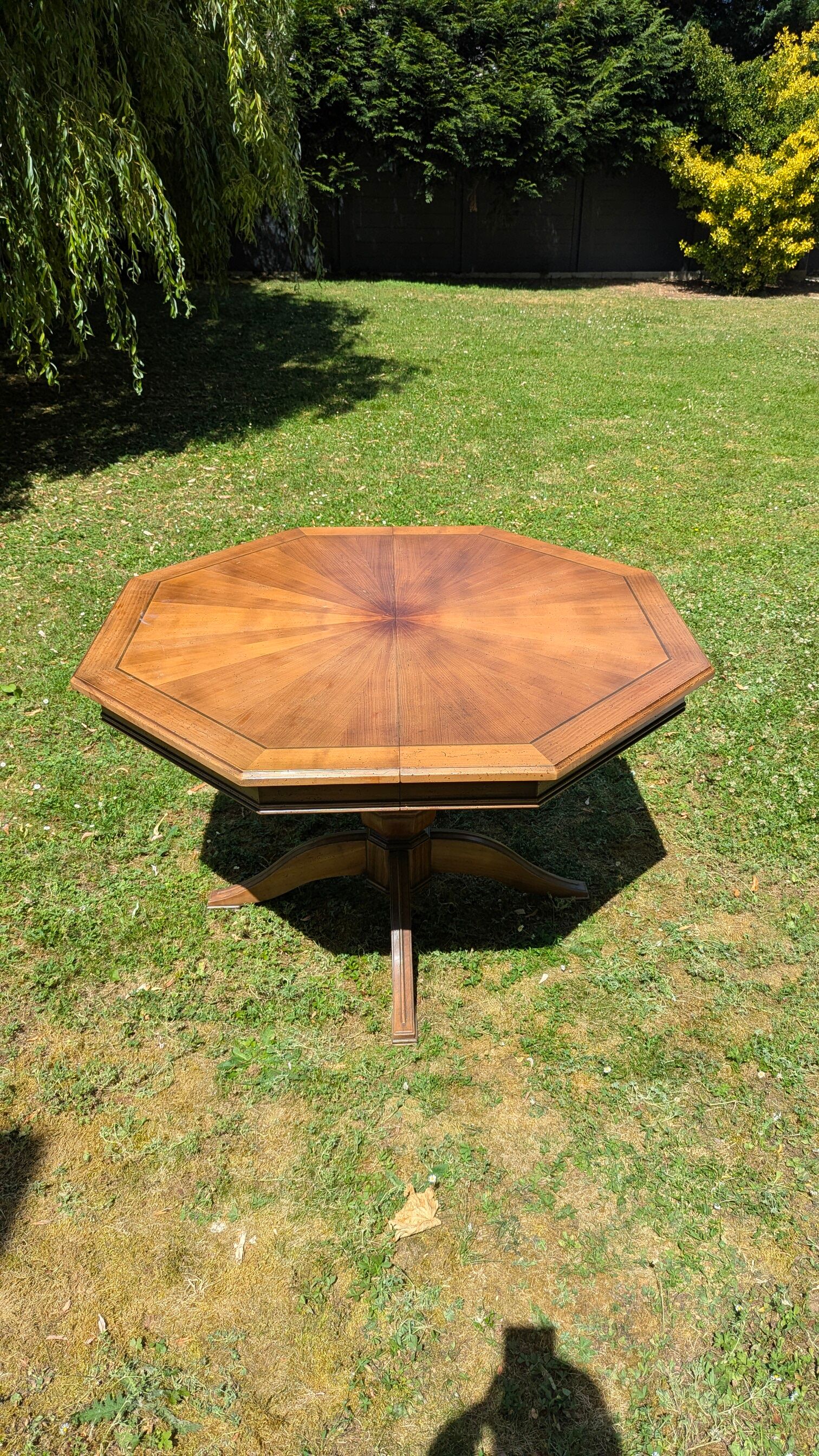 Table de salle à manger octogonale extensible en bois