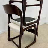 Set of 2 Baumann sled chairs in wood and terry fabric, 60s design