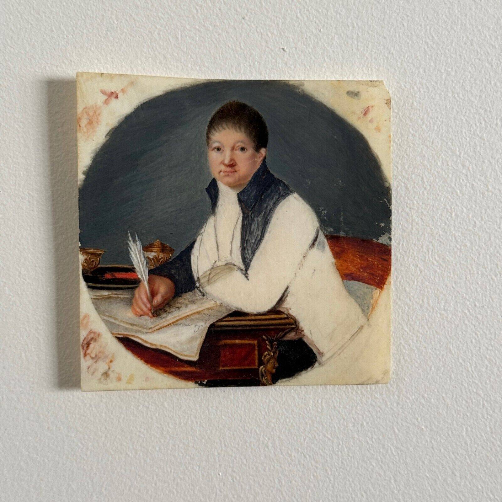 Early 19th century miniature representing a man writing