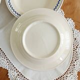 Set of 3 soup plates, Lustucru checkerboard pattern