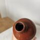 Vintage Brown Glazed Ceramic Vase: Tall Minimalist Bottle Form