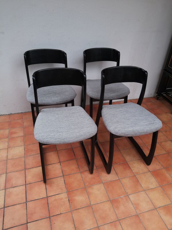 Set de 4 chaises traineau 1970