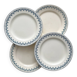 4 assiettes plates en terre de fer « Barbeaux » faience Clairefontaine