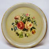 Napoleon III Painted Sheet Metal Tray Painted Metal Floral Decor Diameter 44.5