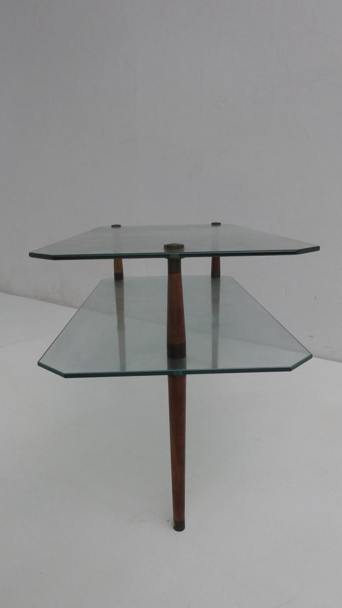 Table low vintage two-story glass 1950 s