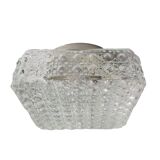 Square glass ceiling light with bubbles 1960's