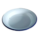Round metal enamelled dish white edging blue dp 0323154