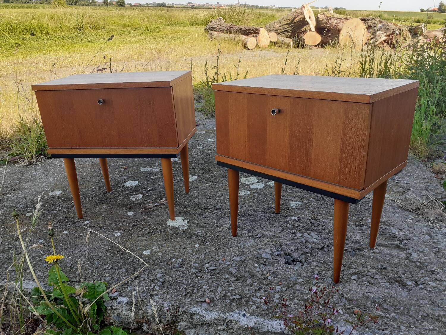 Pair of antique bedside tables
