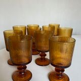 Set of 10 1970 glasses in molded glass tree wood