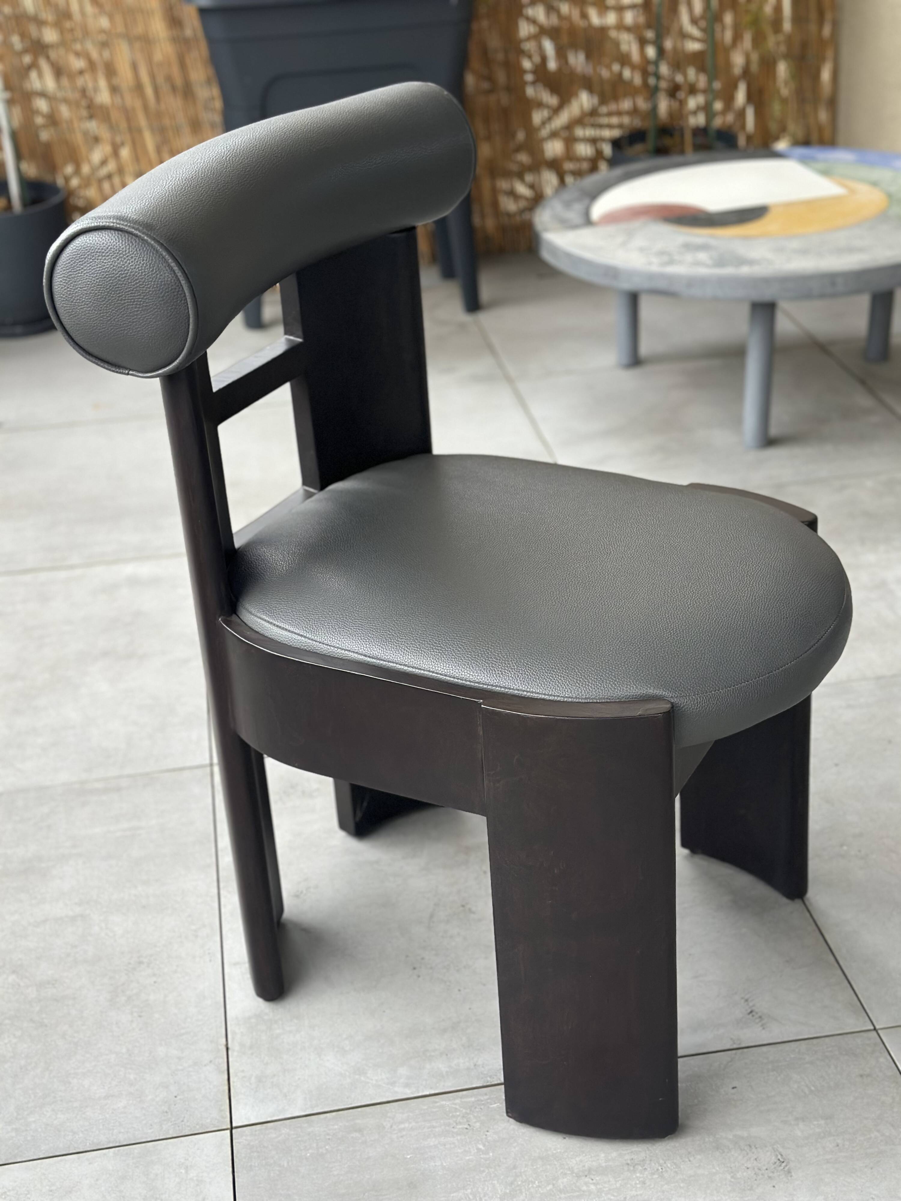 Set of 2 TAHANAN chairs in solid wood and leather, handmade Philippine design.