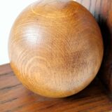 Paire de serre-livres boules en chêne ancien, Midcentury Art Deco