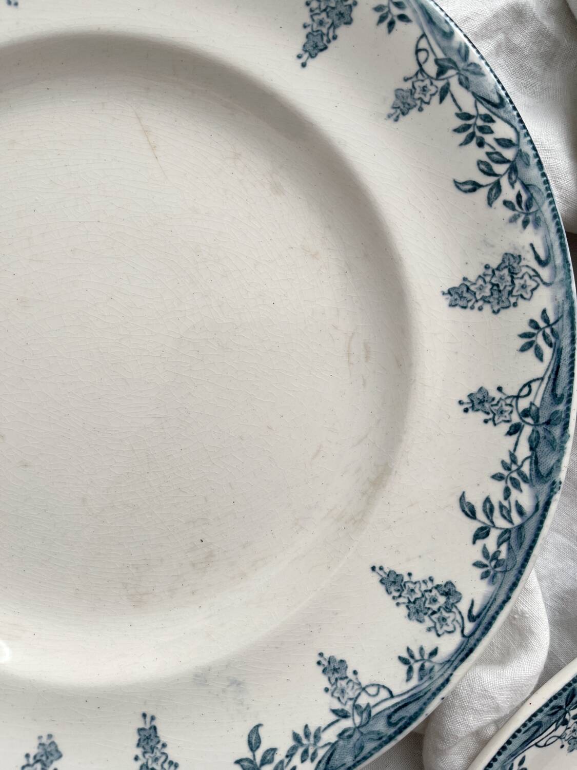 12 ironstone dinner plates “Florence” Longwy