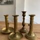 Set 4 vintage brass candlesticks patinated