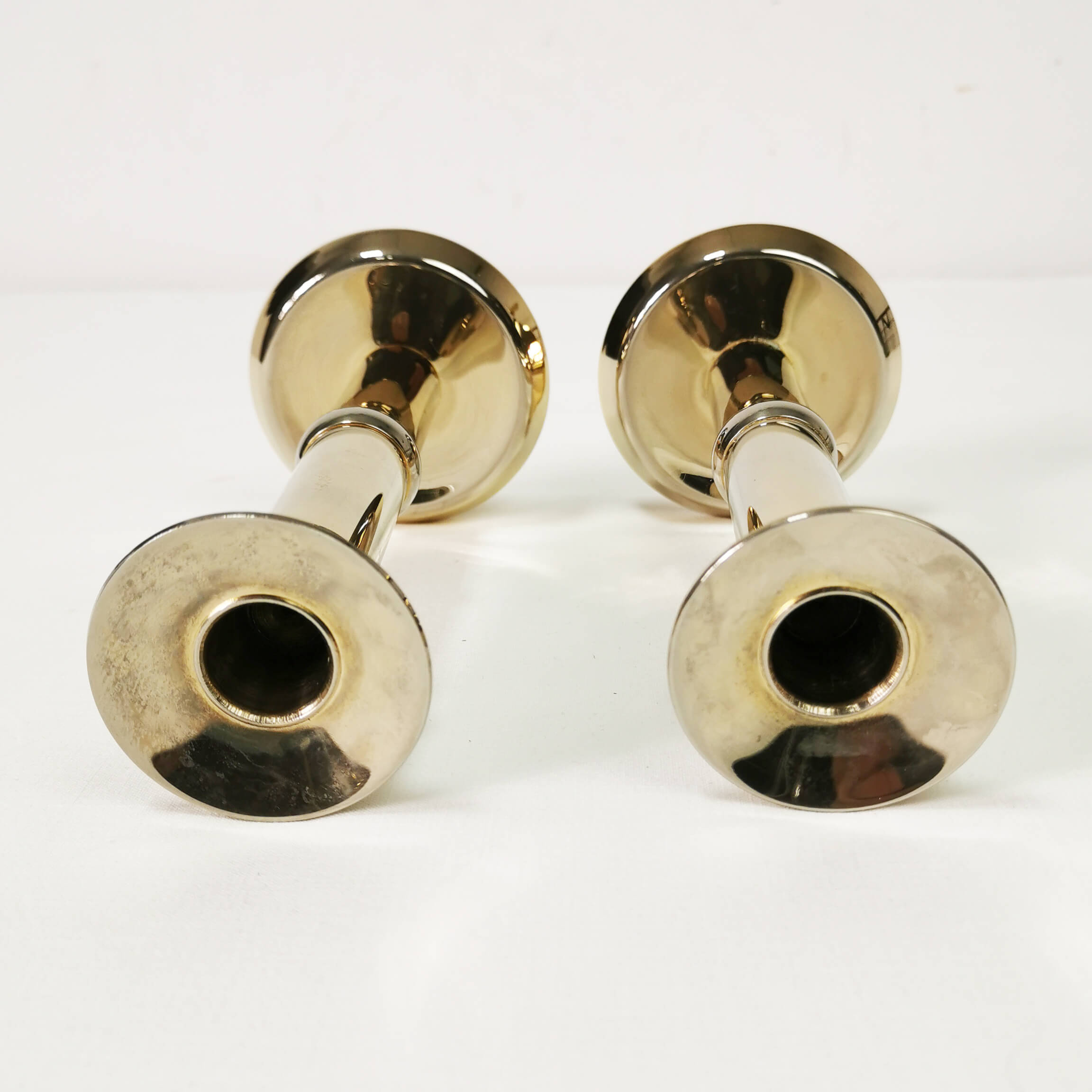Pair of gilded candlesticks, 1960s Denmark