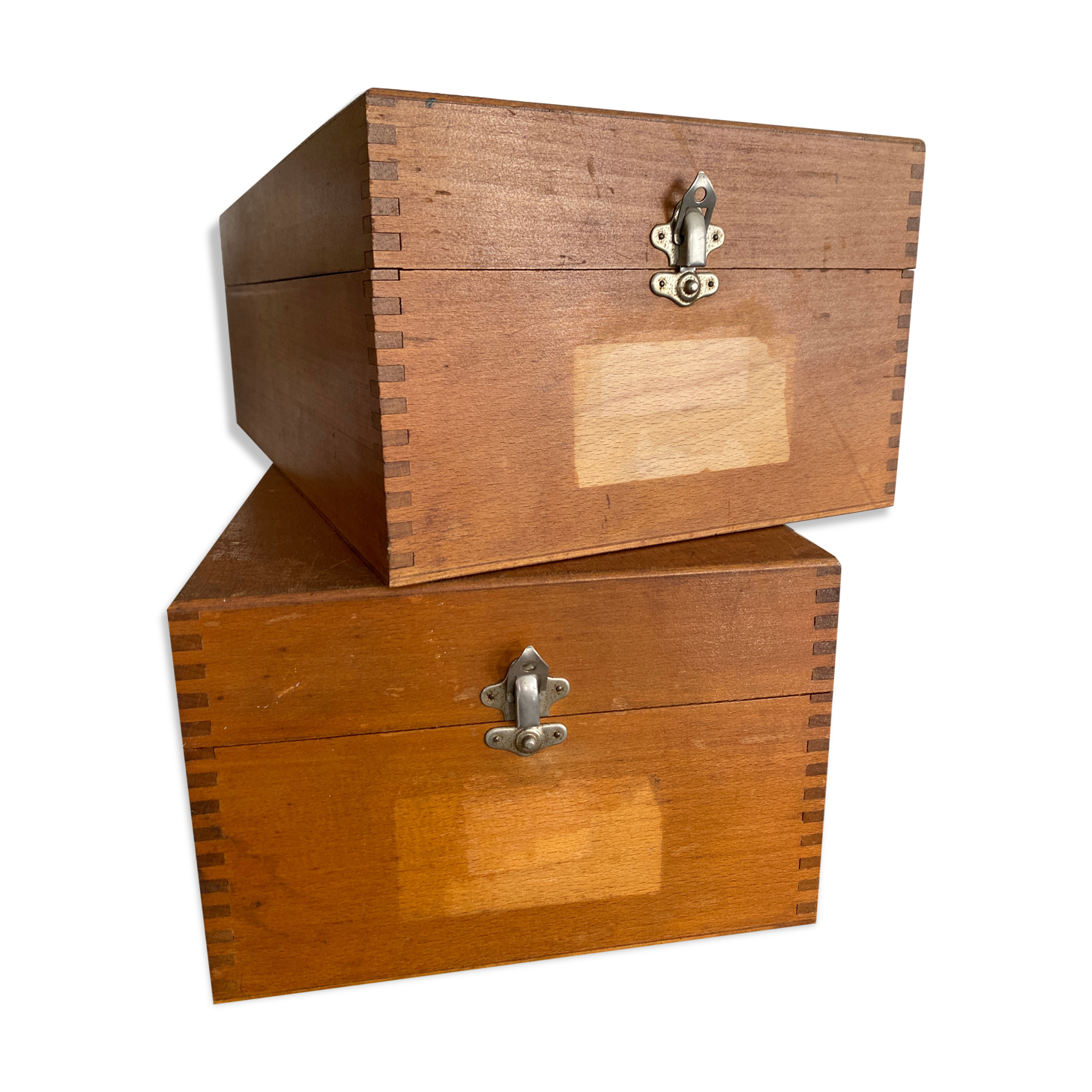 Set of 2 wooden plug boxes