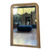 Miroir ancien 143/100cm de cheminée Louis-Philippe doré à la feuille d’or, trumeau de cheminée.